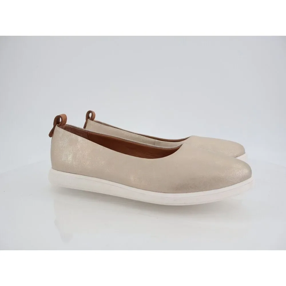Gentle Souls Bella Ballet Flats Size 9.5 Gold Leather Wedge Platform Flats Comfy